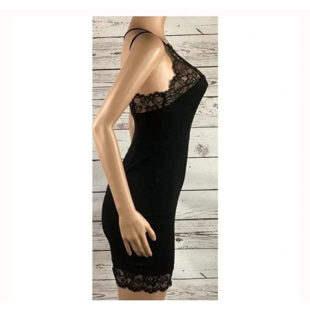Free People Premonitions Body-Con Dress Floral Lace Size XS Black One-Shoulder - Picture 4 of 7